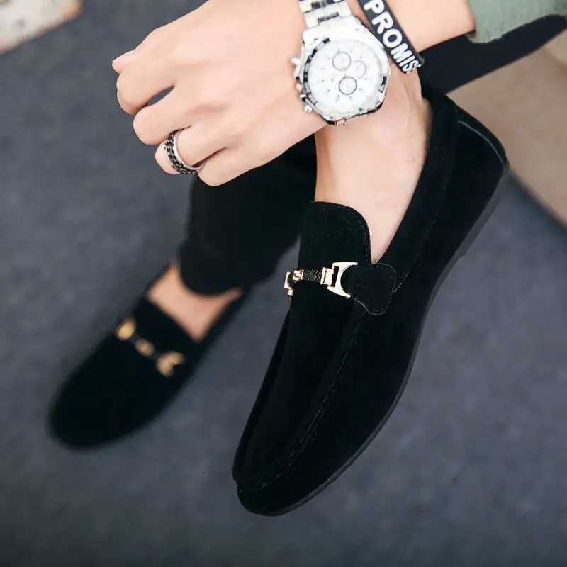 Black Male Casual Shoe Veet Flat Mens Leather Shoes Social New in Legitimate High Quality For Promotions Free Shipping PuXJ250827