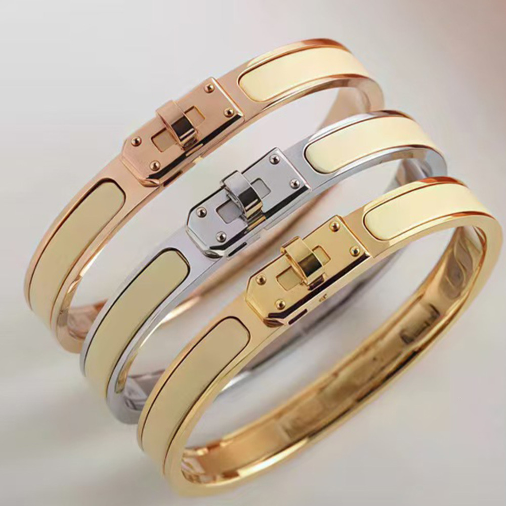 Charm Bracelets Luxury Brand h Bracelet Classic Enamel Lock Cuff Bracelet Couple 18 Gold Designer Bracelet for Men and Women