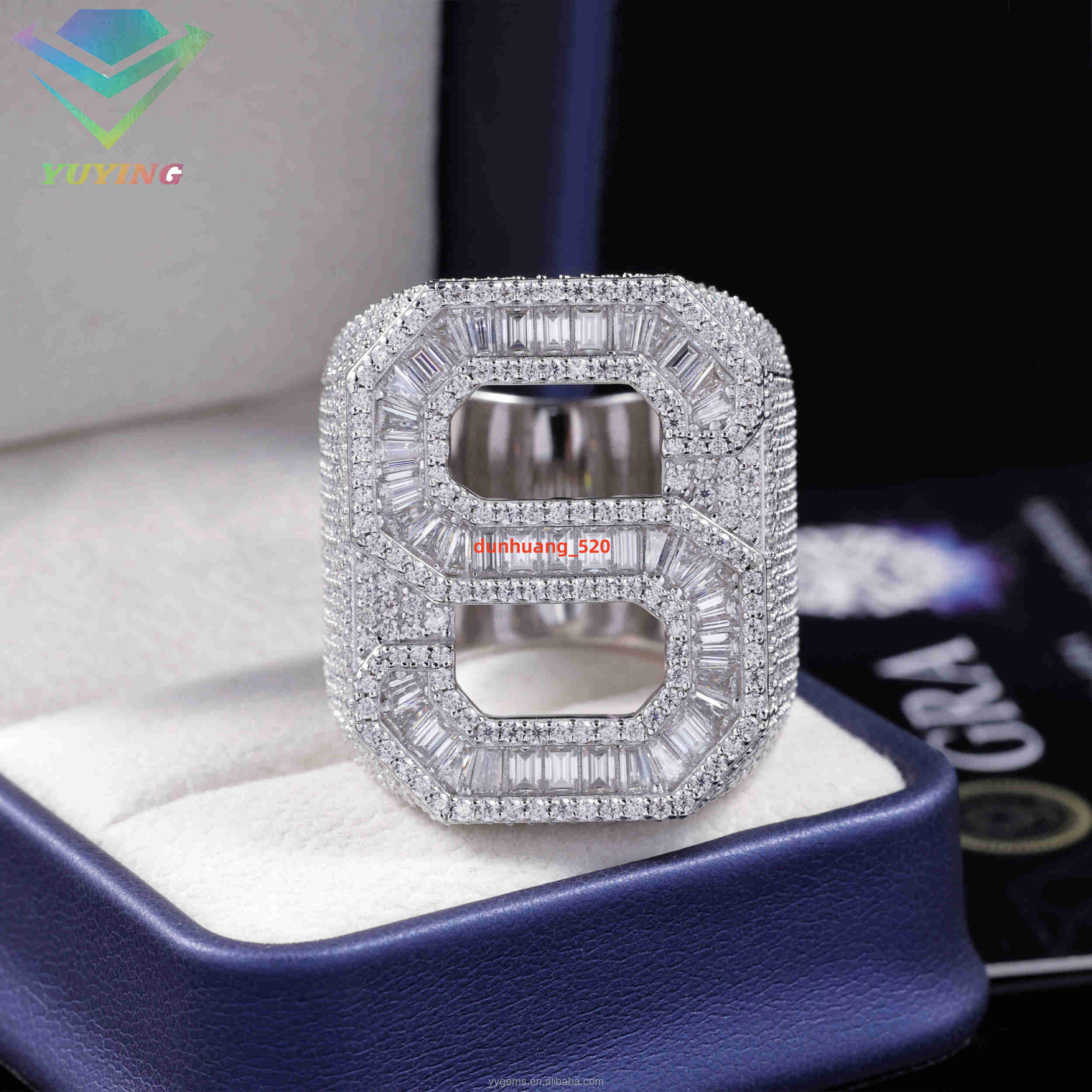 Custom Design Diamond Letter Ring 925 Sterling Silver Ring for Men 100% Pass Tester VVS Moissanite Hip Hop Jewelry