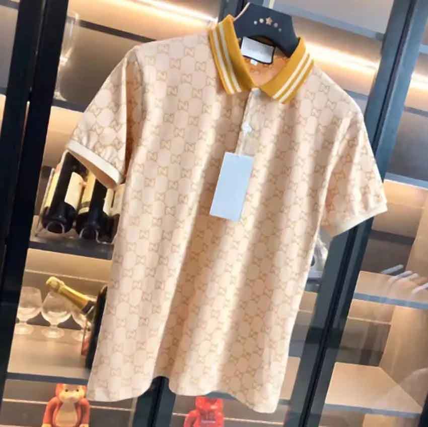 New Designer Polo Shirt Fashion Casual Mens Polos Pink Polo Shirt Contrast Short Sleeve 100% Cotton Asian size M--XXXL
