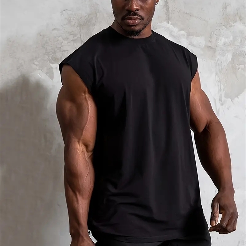 Summer fitness vest for men breathable and loose fitting training sleeveless Tshirt quick drying vest for men fitness clothi250827