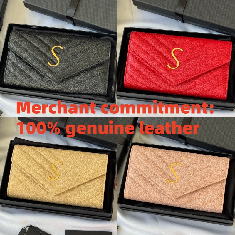 Classic flap Envelope wallet Womens Designer wallets Genuine leather long wallet Luxury zipper Purse key pouch Coin Purses lady passport holders coi