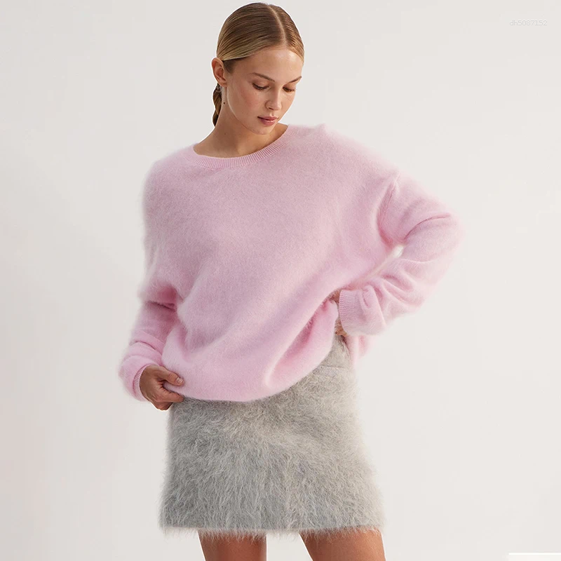 Women's Sweaters Tornova Casual Mink Hair Sweater 2025 Autumn Loose Long Sleeve Pullover Top O Neck Knitted Female Elegant