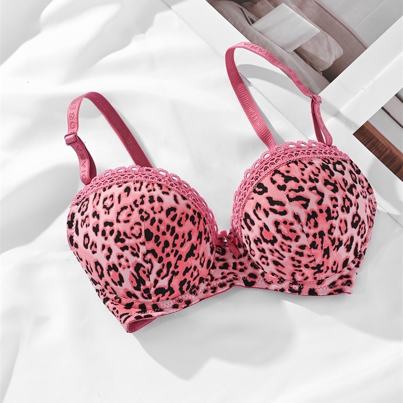 Diana Rose Leopard print Push Up Bra For Women With steel ring B Cup Bra Ladys Underwear High Quality250827
