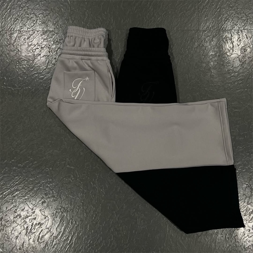 Harajuku Loose Double Waisted Sweatpants Y2K American Solid Color Letter Embroidery Casual Pants Hip Hop Drawstring Waist Jogger250826