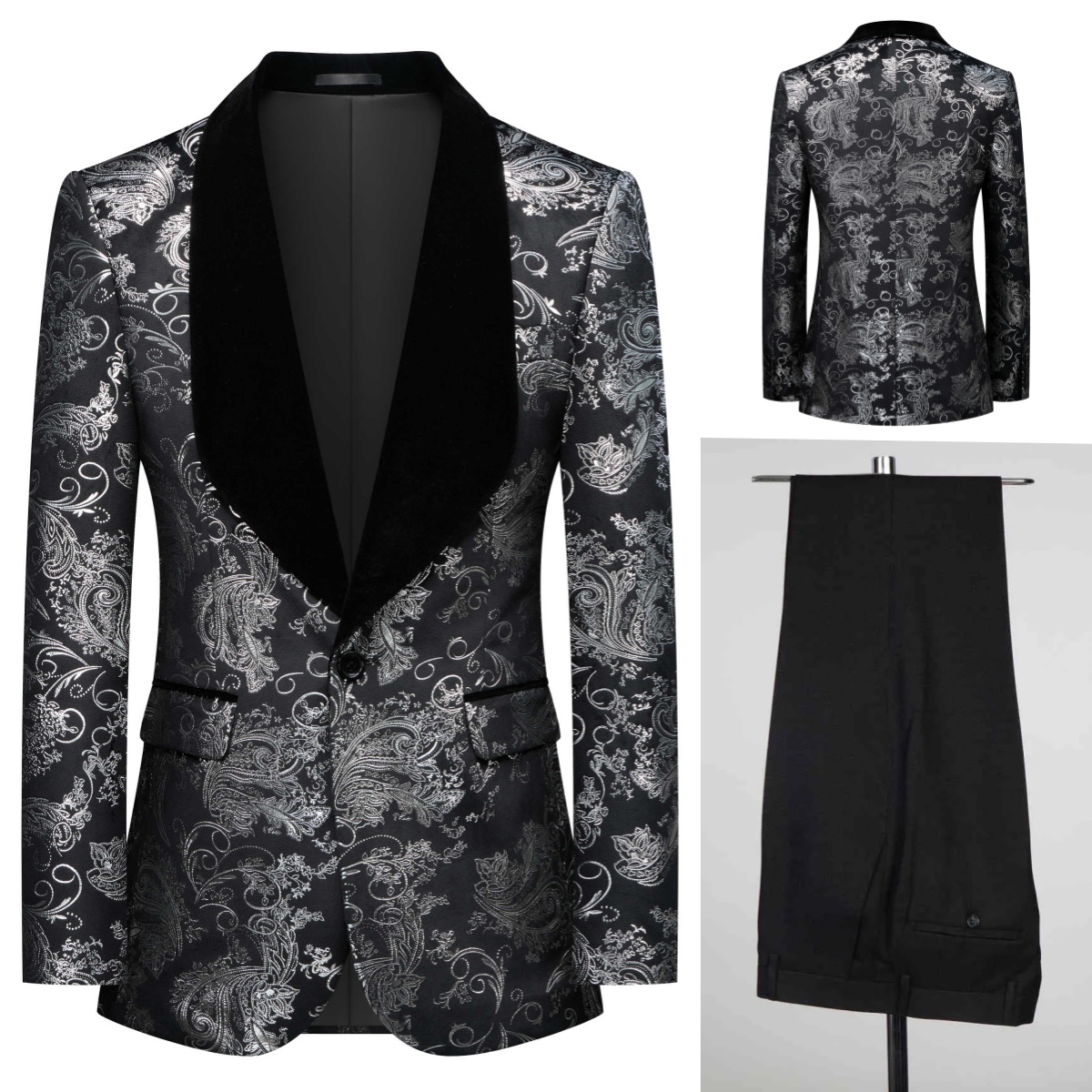 Real Photo Men Suit Jacquard Business Wedding Men Suits Comfort 2-Pcs Tailor-Made Groom Groomsman Formal Occasions Spot Stocks BS887