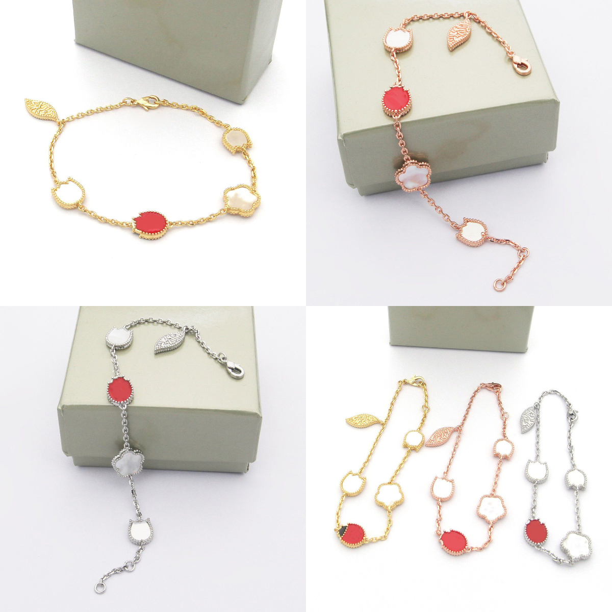 2025 Fashion jewelry woman clover bracelet 925 sterling silver jewelry Vintage High quality Ladybug bracelets for woman gift trendy styles silver ch