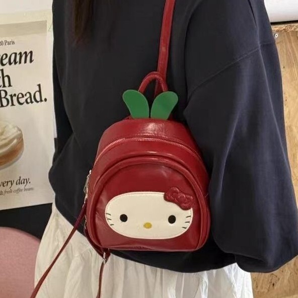 Free Shipping New Designer Bag Ins Cute Red Apple Backpack Casual Backpack Soft Adorable Sweet Girl Commuting Small School Bag For Women Trendy Shop