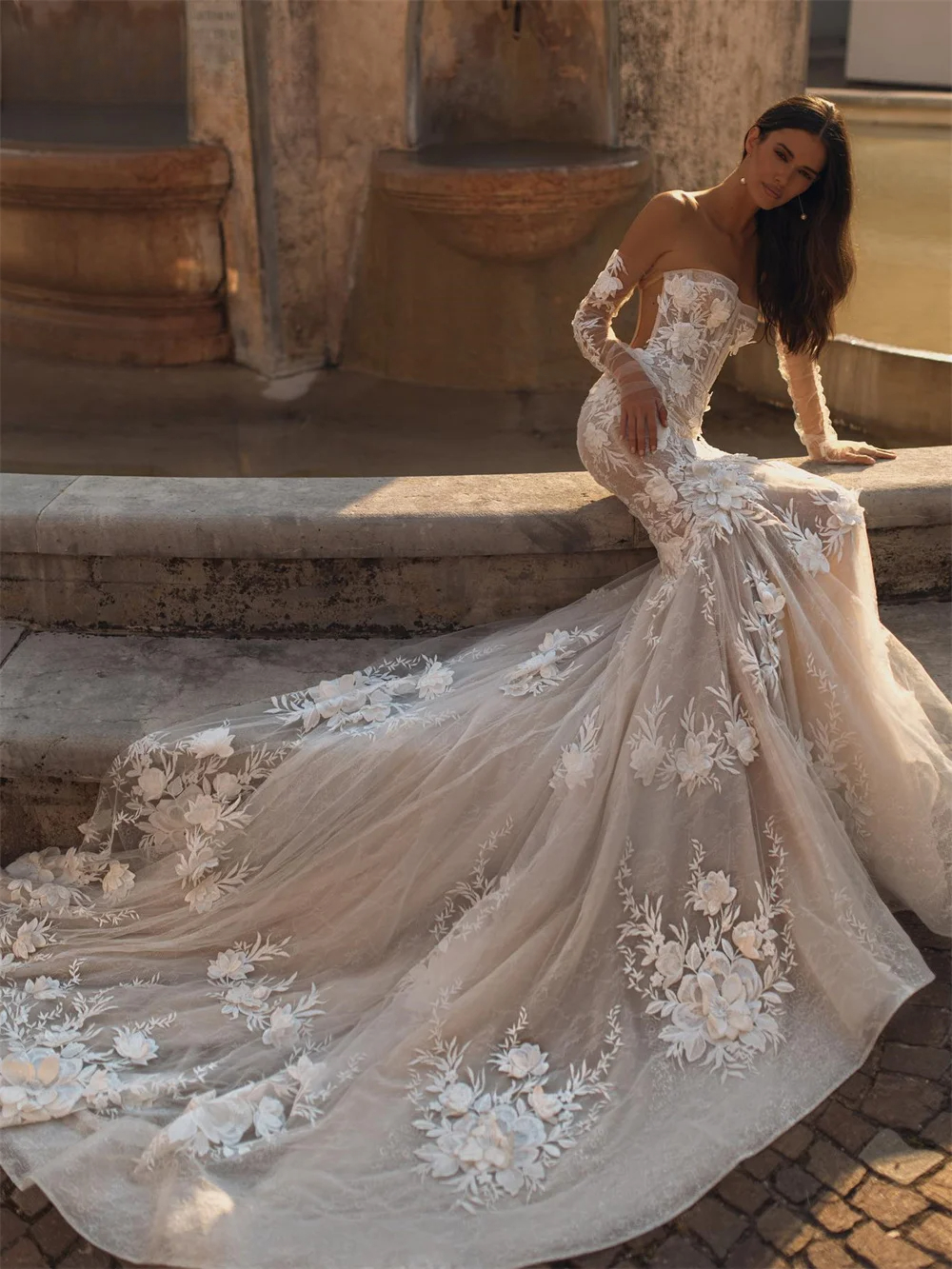 Sexy Backless Lace Wedding Dress Elegant Sleeveless Floor Length Gown Charming Zipper Back Bridal Gown Custom Made Color/Size