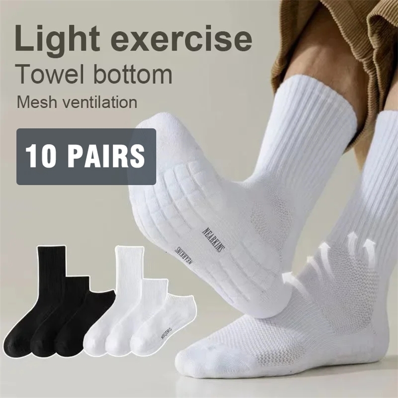 10pairs Socks Mens Cotton Deodorant Winter Towel Bottom with Velvet Midtube White Stockings Thickened Sports Basketball Socks250827ww