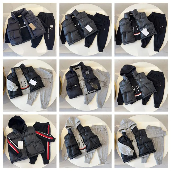 kid Designer kids Jacket Children's suit Fashion three-piece crew neck long sleeve jacket Zipper or button down casual pants casual street size