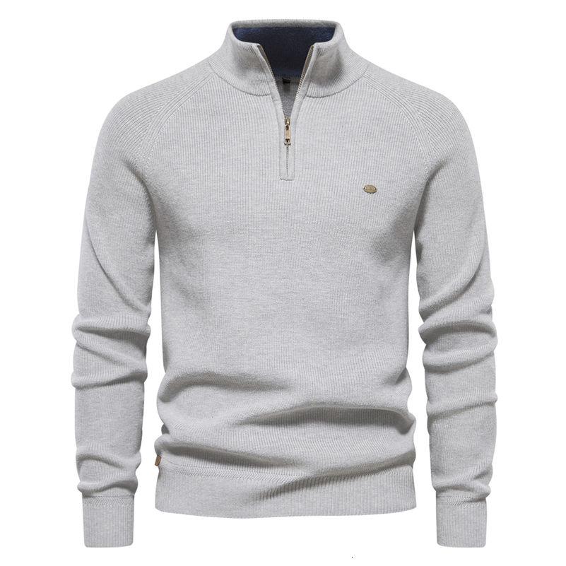 Autumn Cotton Zipper Cardigans for Men Fashion Casual Social Sweaters High Collar Warm Winter Knitted Sweater 250826
