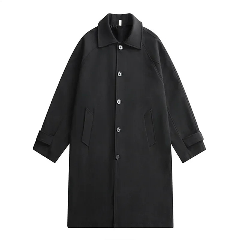 Spring Autumn Men Long Coat Windbreaker Casual Loose Solid Color Trench Men Fashion Korean Style Mens Jackets Outerwear 250911BJ