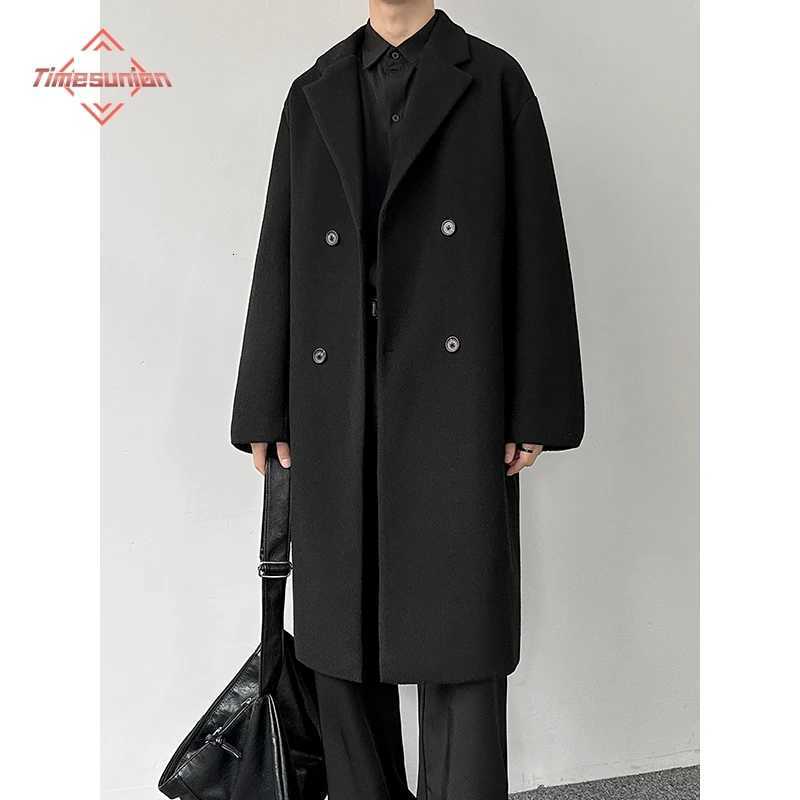 Mens Winter Woolen Coat Trench Coat Double Breasted Long Over The Knee Handmade Double Sided Woolen Coat Trench Coat MenXJ250827