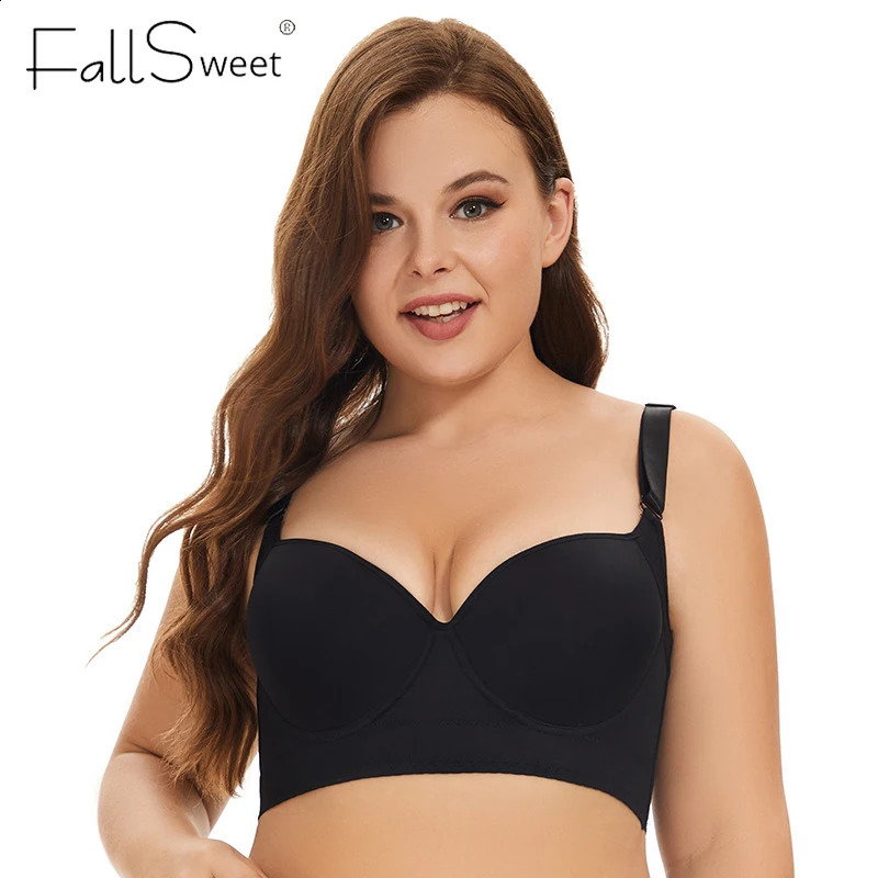 FallSweet Plus Size Push Up Bras for Women Hide Back Fat Deep Cup Bra Smoothing Tshirt Brassiere Full Coverage Underwire Bra250826