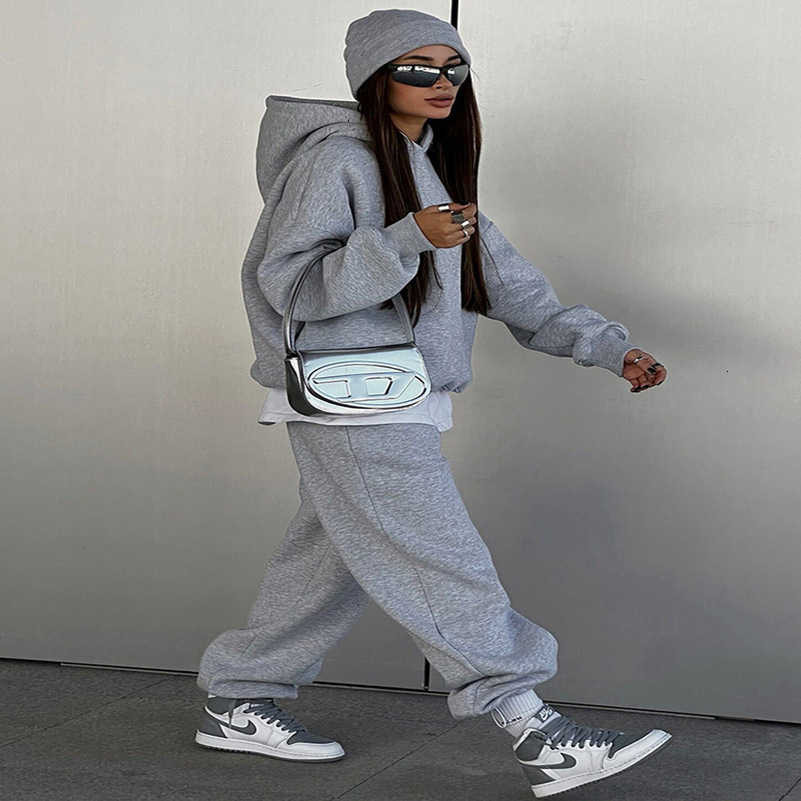 Autumn Winter Women Two Piece Set Tracksuits Oversize HoodiesSweatpants Warm Suits Pullover Sweatshirts Pants 2 w250826