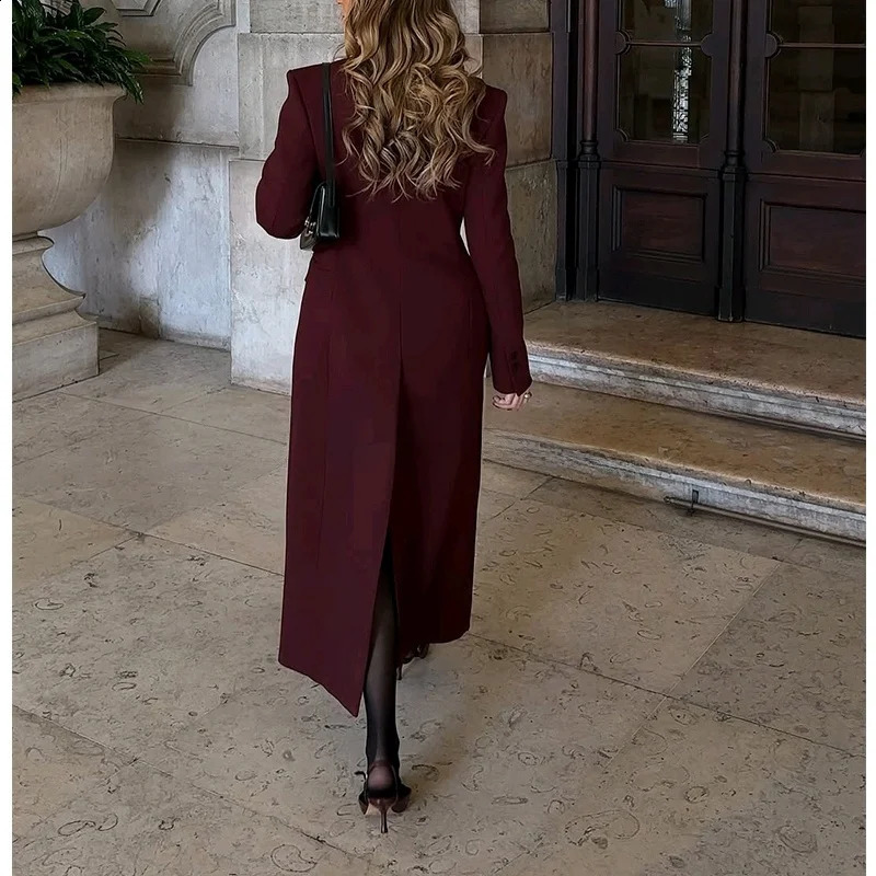 Spring Summer Womens Slim Fit Long Sve Suit Collar Coat Single Button Medium Length Outerwear Ele Commute Sle 250826