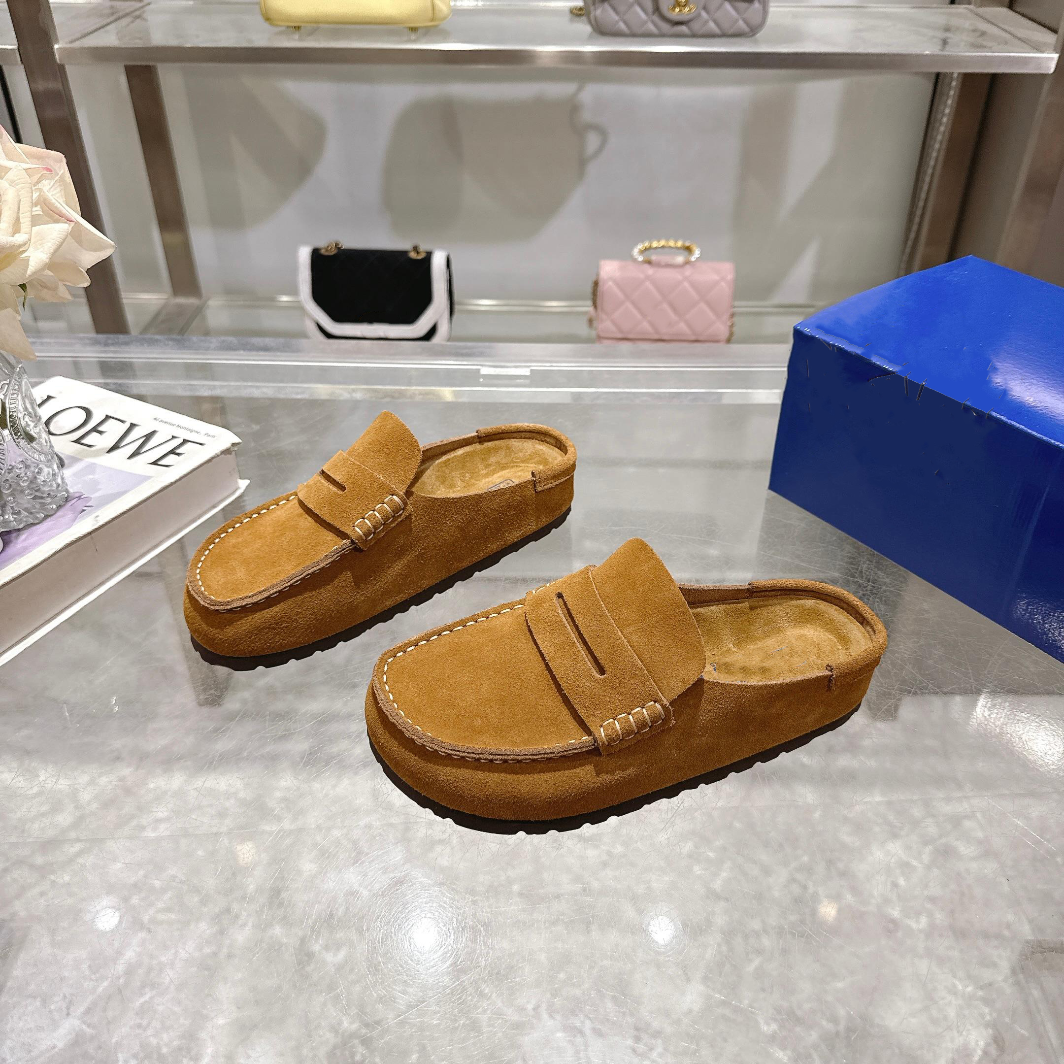 Designer 2025 New Fashion Slipper Boston Clogs Cork Flat High Quality Leather Slide Sandals Favourite Casual Shoes For Women Naples Boston Blog Scuf
