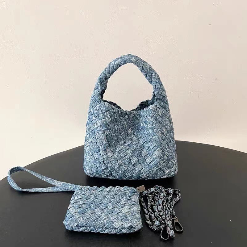 Free Shipping New Designer Bag 2025 High-end Denim Woven Bag Large Capacity Tote Bag Single Shoulder Underarm Bag Women's Casual Exquisite Shop