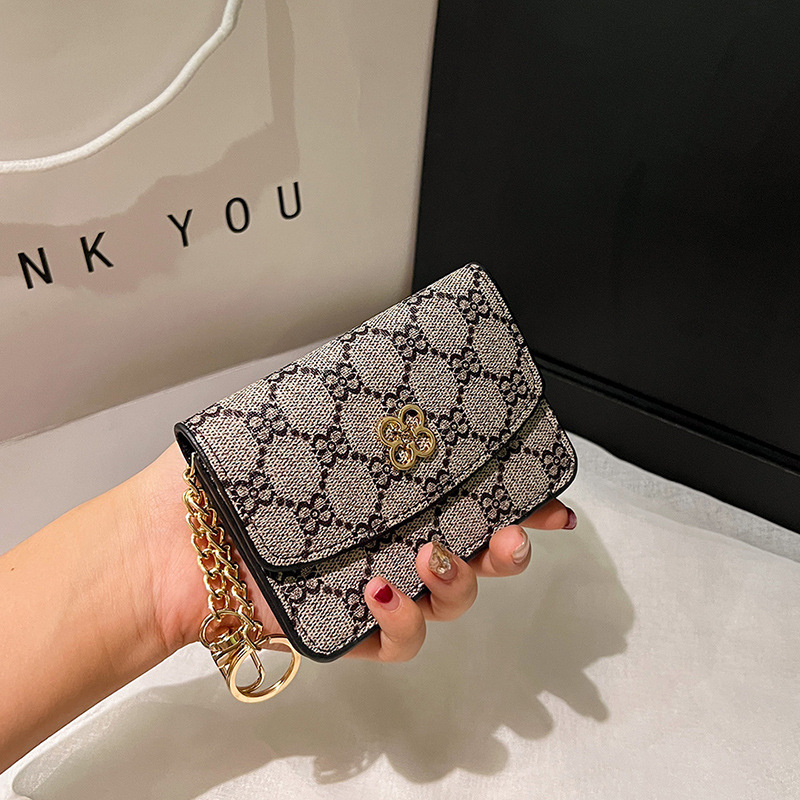 Free Shipping New Designer Bag Niche Design Printed Buckle Coin Purse Keychain High-end Exquisite Compact Card Holder Coin Purse All-in-one Bag Tren