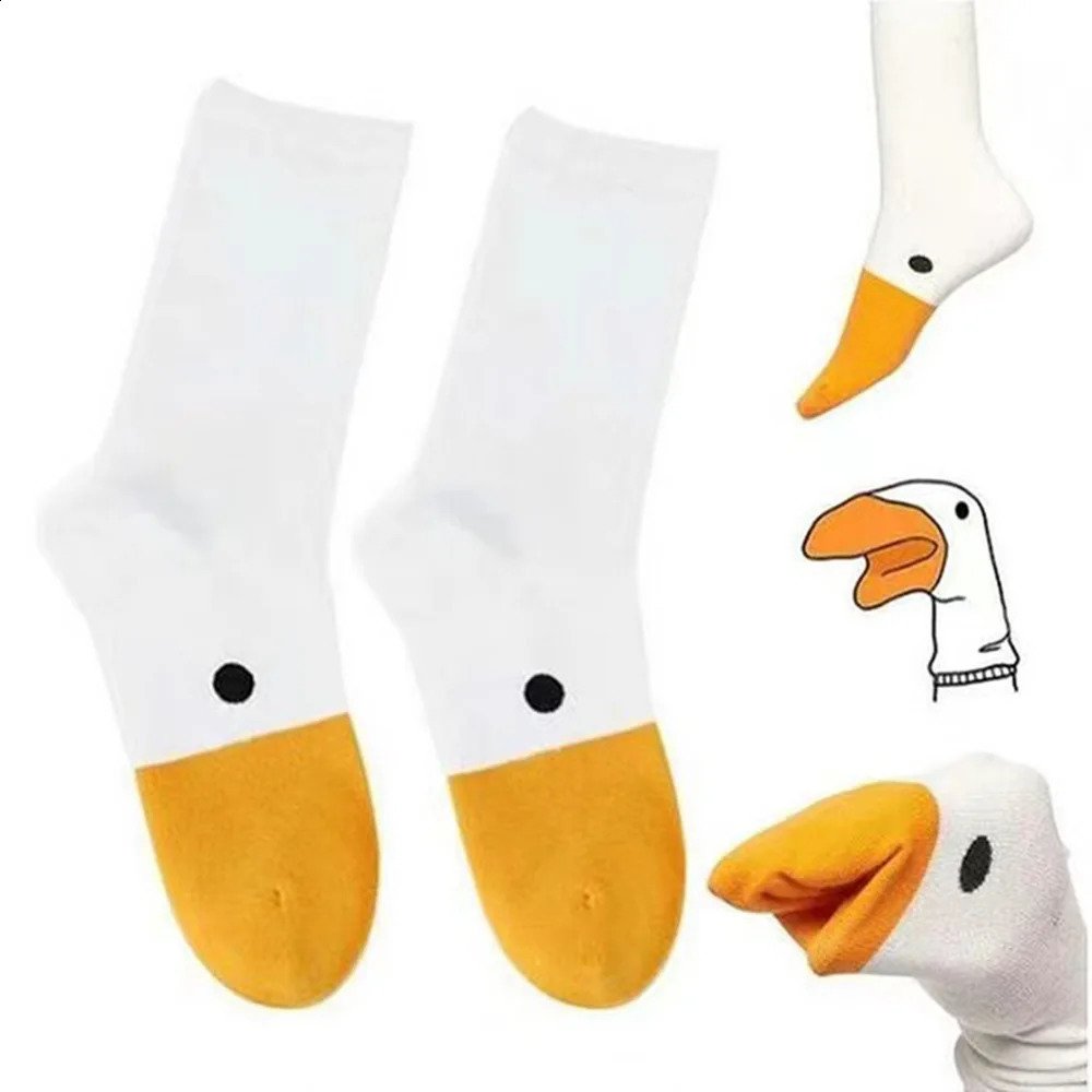 Women Socks Cotton Cute Kawaii Cartoon Duck Print Japonais Style Calcetines Mujer Hip Hop Funny White Harajuku Girls Gift Sox 250827