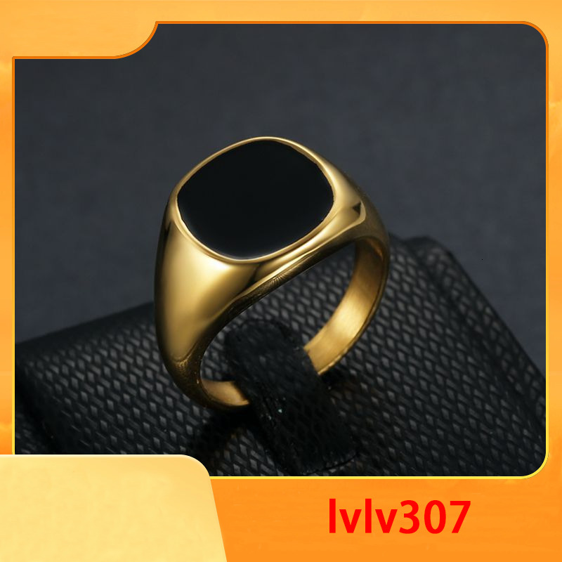Band Rings Hip Hop Simple Black Oil Drip Ring High Polished Stainless Steel 18k Gold Plated Men Jewelry Designer - Jewelry