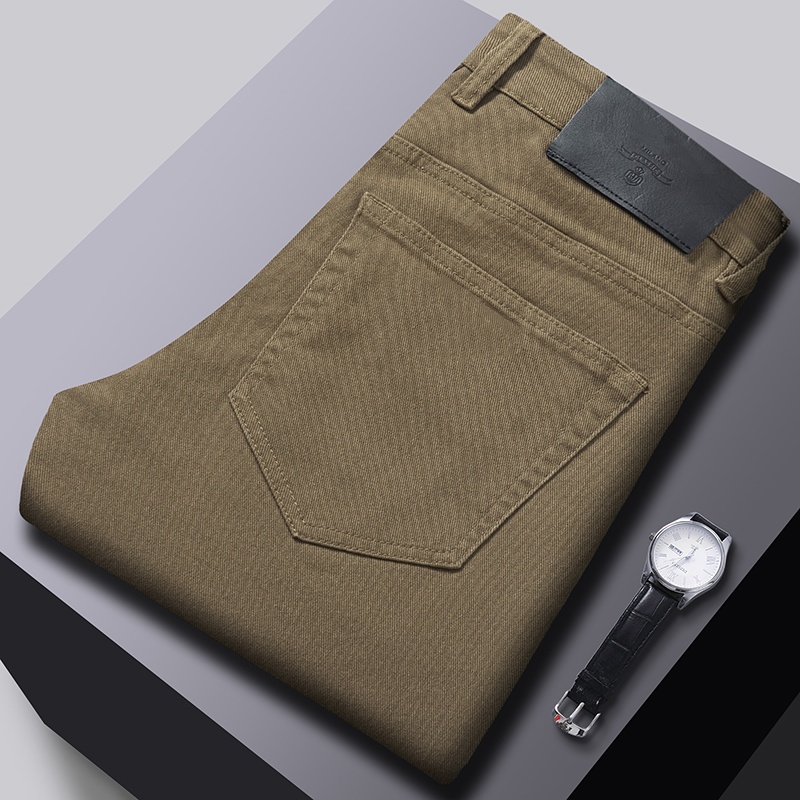 Men's Jeans Autumn Winter Men Slim Fit European American High-end Brand Small Straight Pants Q9695-3