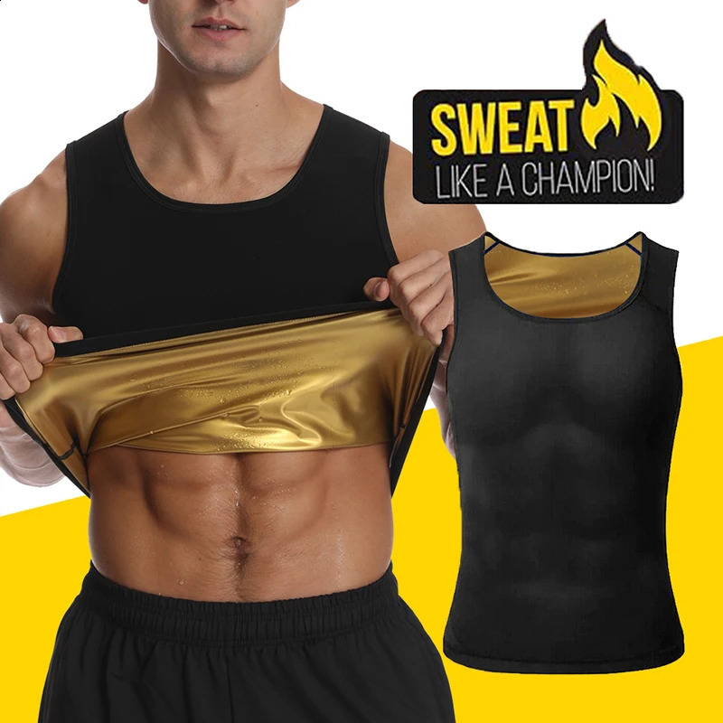 Men Sweat Sauna Vest Waist Trainer Weight Loss Slimming Body Shaper Heat Trapping Tank Top Shapewear Corset Shirt Fat Burner250827