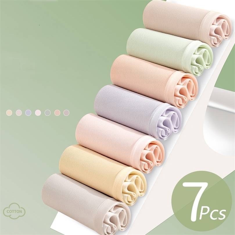 7Pcs Cotton Womens Panties Breathable Underwear Seamless Girls Briefs Solid Panty Soft Underpants Sexy LowRise Female Lingerie250826