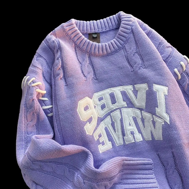 American trend letter towel ed knitted sweater men and women high street allmatch personality pullover twist 250826