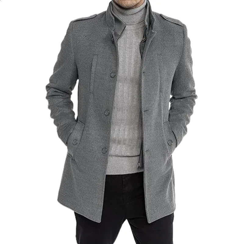 Man Fashion Handsome Windbreaker Autumn Winter Double Collar Wool Coat Middleaged Men Business Fashion Woolen Male Jackets 250827