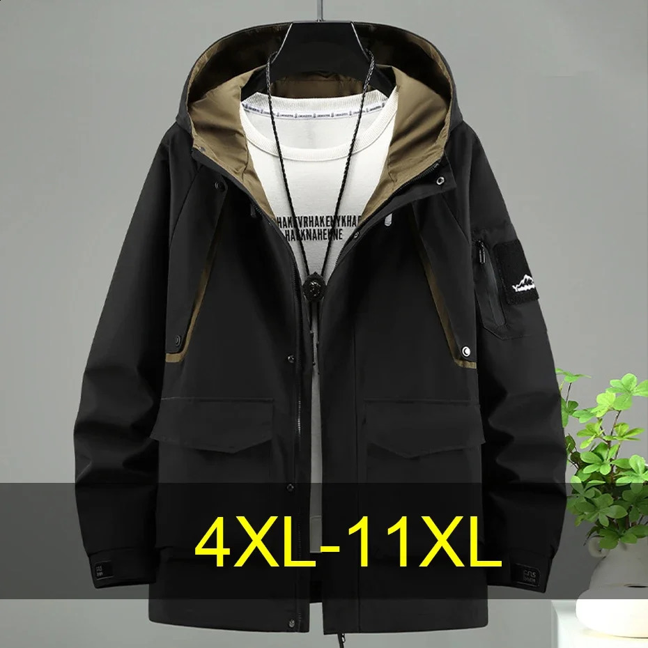 Waterproof Windbreaker Jacket Men 10XL 11XL Plus Size Coat Male Fashion Casual Cargo Jackets Big 250827