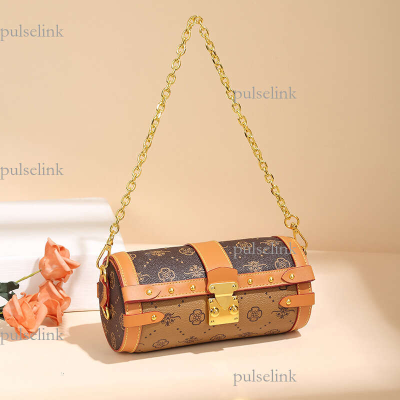 Custom High-End Printed Cylinder 2025 Autumn New Women's Baguette Single Shoulder Chain Crossbody Bag