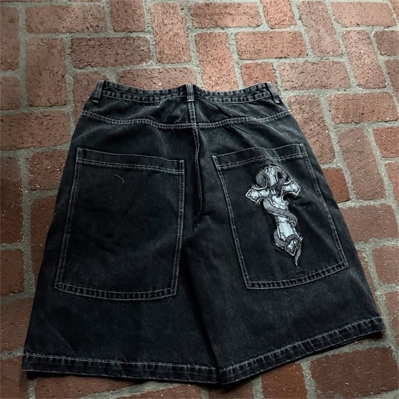 Street Hiphop Casual Loose Multipocket Straight Shorts Men American Punk Goth Retro Harajuku Y2K Fashion Jeans Women250826