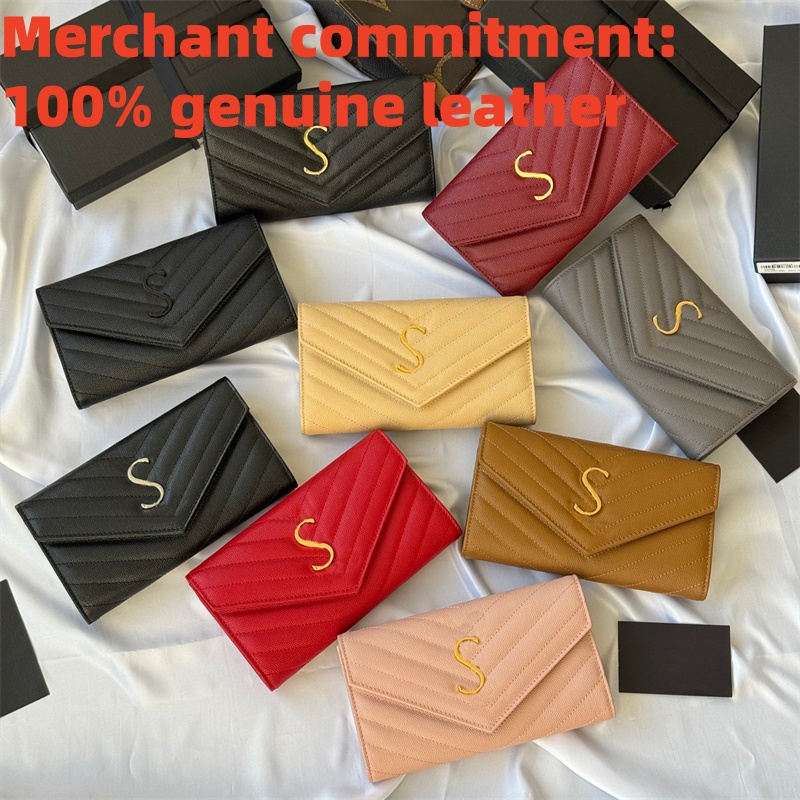 Top quality Genuine leather long wallet Luxury Designer wallets Envelope wallet Womens zipper Purses key pouch Coin Purses lady passport holders coi
