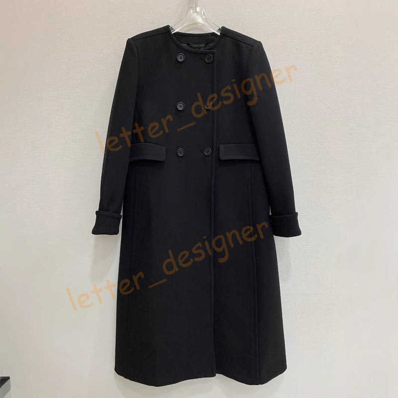 Designer Women's Wool & Blends 2025 Autumn Winter New Heavyweight Coat Round Neck Double-Breasted Wool Overcoat for Women with High-End Feel wo