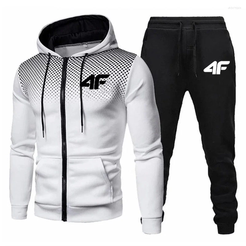 Men's Tracksuits Autumn And Winter Sports Pants 2-piece Set: Zipper Jacket Running Set Casual Printed Clothing