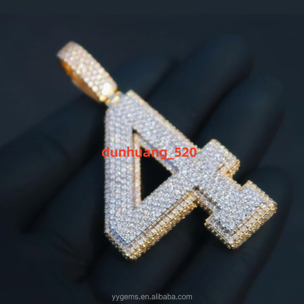 Yu Ying Custom 18K Gold Plated Hip Hop Jewelry VVS Moissanite Diamond Number Pendant for Rapper Necklace Fashion Pendants Charms