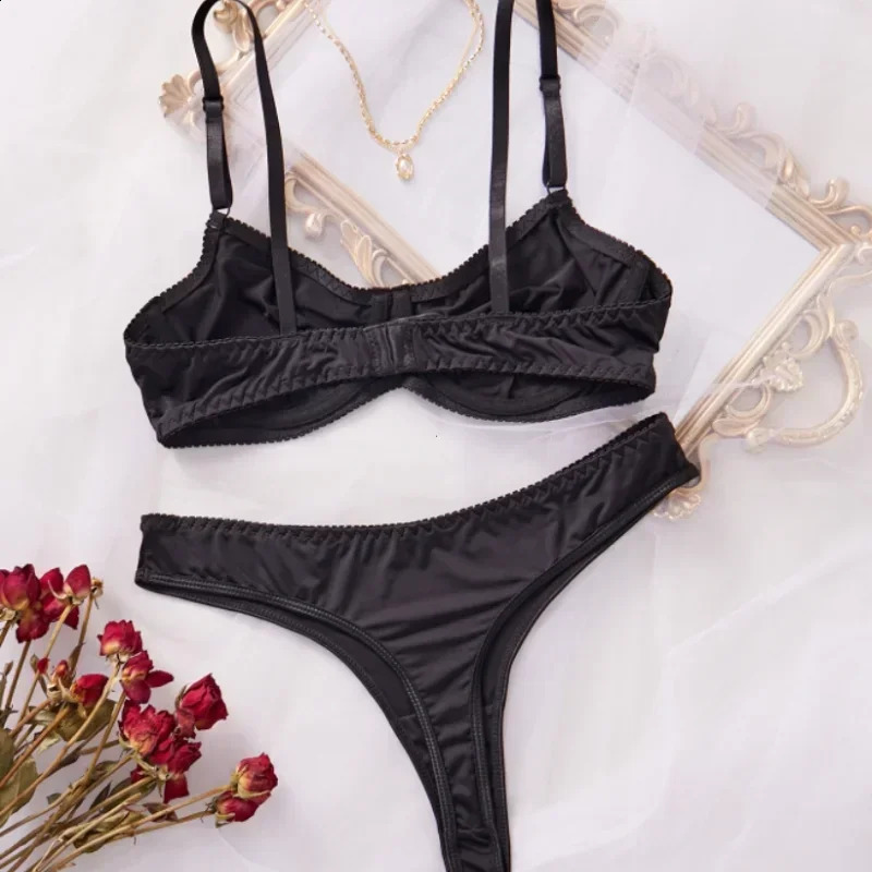 Bra and Panty Set Ladies Smooth Comfortable Thin Underwear Women Sexy Nightwear Inner Solid Sleep Underwear Bra Set Lingerie250826
