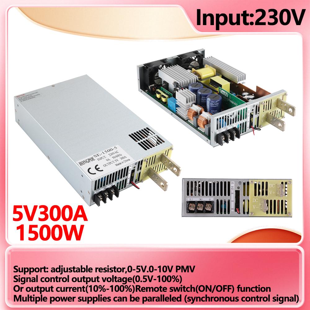 5V 300A 1500W SMPS CE Certified Adjustable AC-DC Power Supply with 0-5V/0-10V PLC/PMW Signal Control, 5V300A Transformer for Motor/Battery/Solar/-image-1109295852