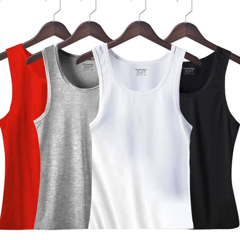 Plus Size Men Cotton Tank Top Nonmarking Sports Sweat Absorbent Cotton White Underwear Bottom Sweatshirt Sleeveless Soft Simple250826