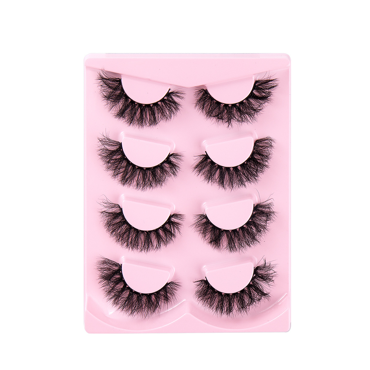 4 Pairs Faux Mink Eyelashes Natural Fluffy Fake Lashes Full Strip Multi-layer 3D Thick Curled Eyelash Extensions Handmade Reusable Mink Lashes Ea-image-1072760152