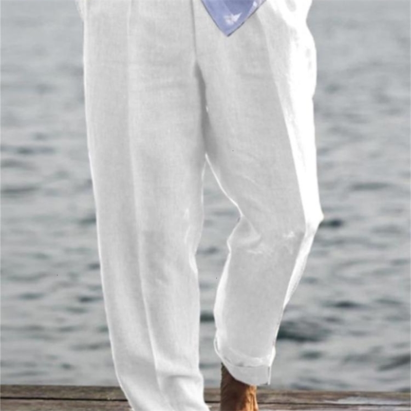 Outdoor Casual Breathable Loose Linen Pants Men Spring Summer Daily Leisure Comfy Thin Trousers Mens Fashion Solid Color Pants250826