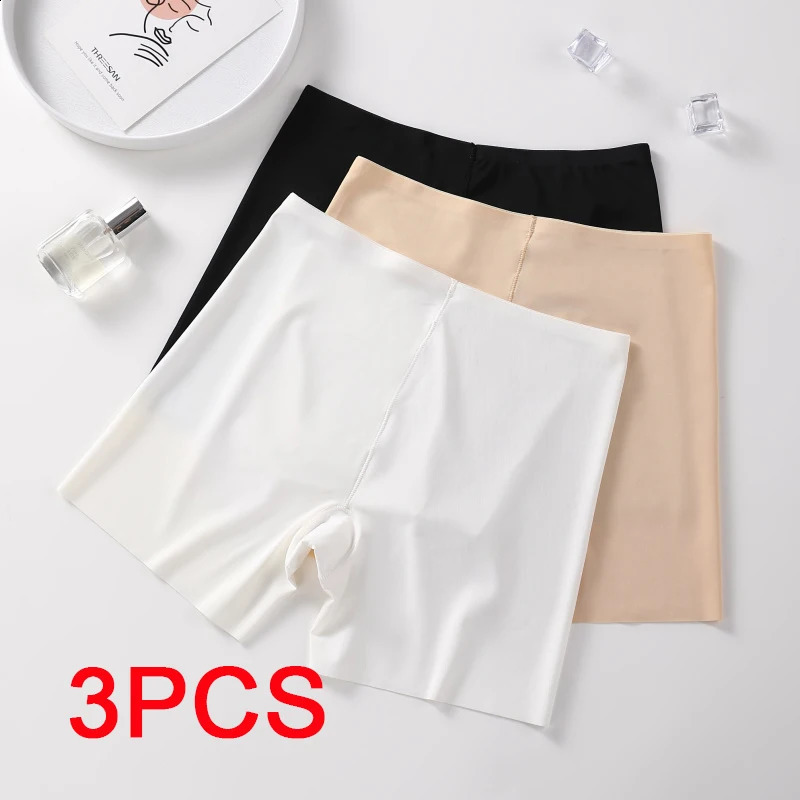 3PCS Women Underwear Slimming Shorts Seamless High Waist Shaper Panties Underware Safety Short Pants Ice Silk Womens Protective250826