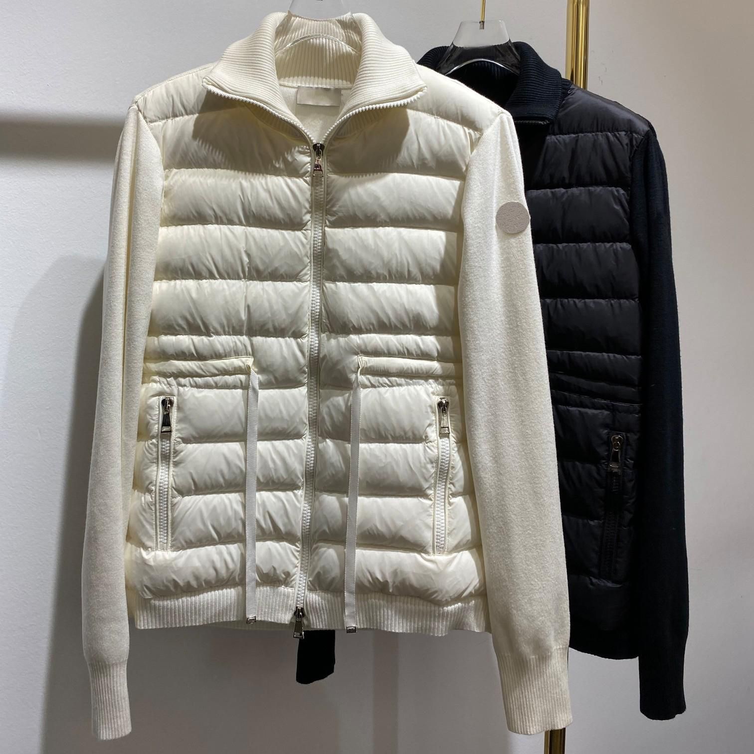Designer Women's Down Jackets Knit Patchwork Coat Embroidered Armbands Drawstring Waist Size S-L Complete labels