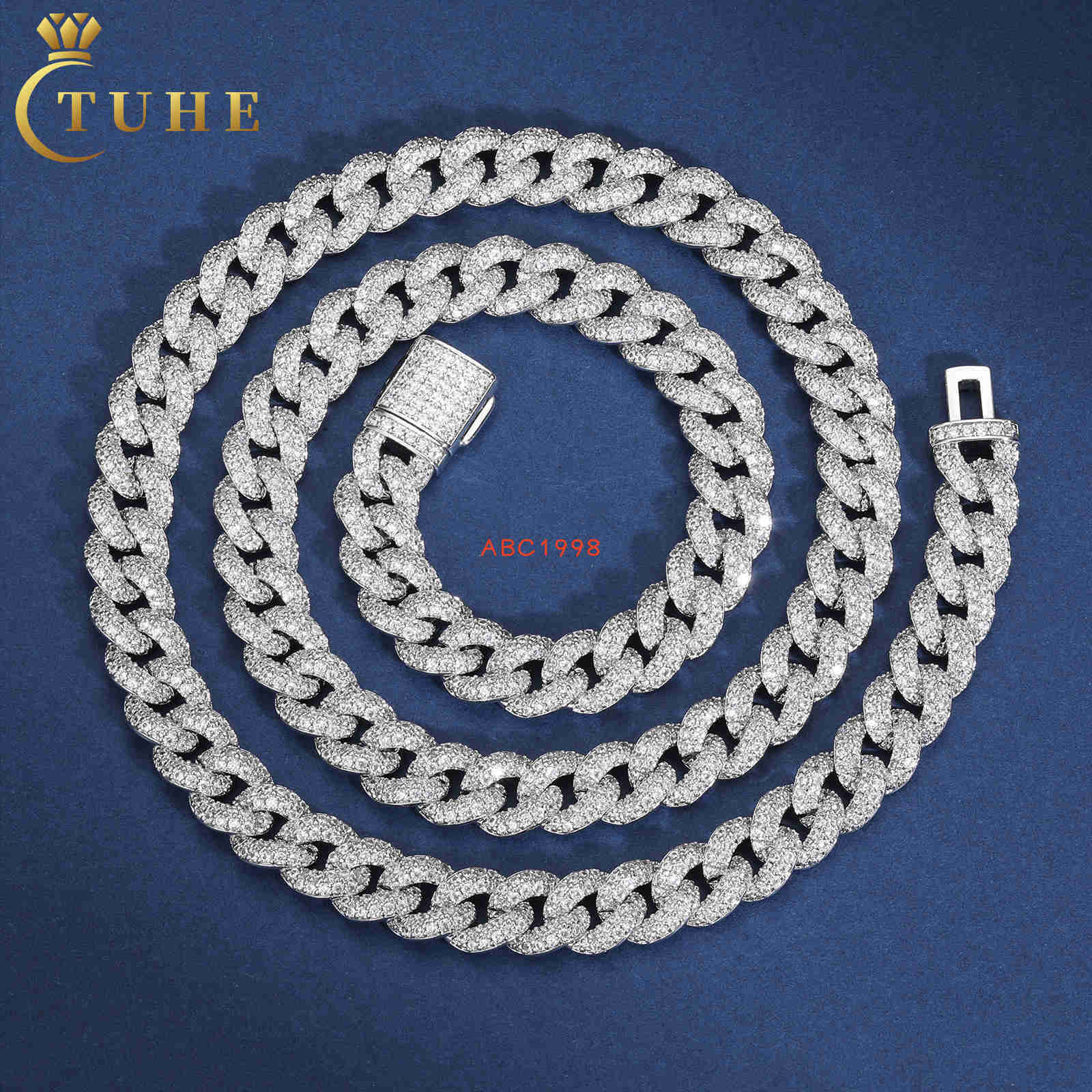 Pass Diamond Tester 8mm Moissanite Bubble Cuban Link Chain 925 Sterling Silver Iced Out Mossanite Necklace Fashion Hip Hop Mens