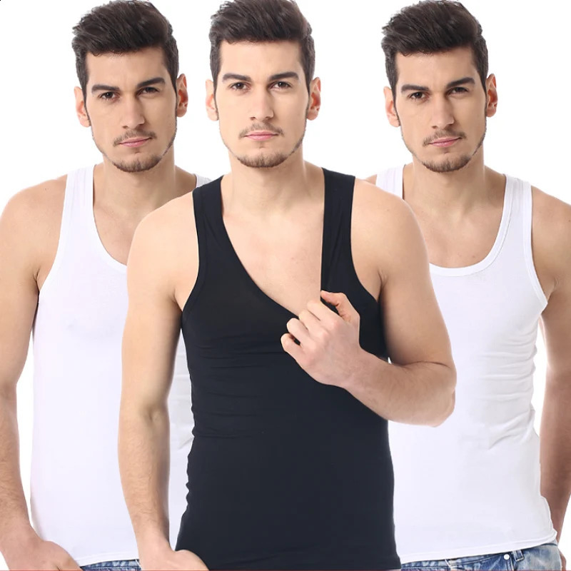 Mens solid color basic cotton narrow shoulder vest fashion casual mens Tshirt sports fitness Joker round neck youth vest250826