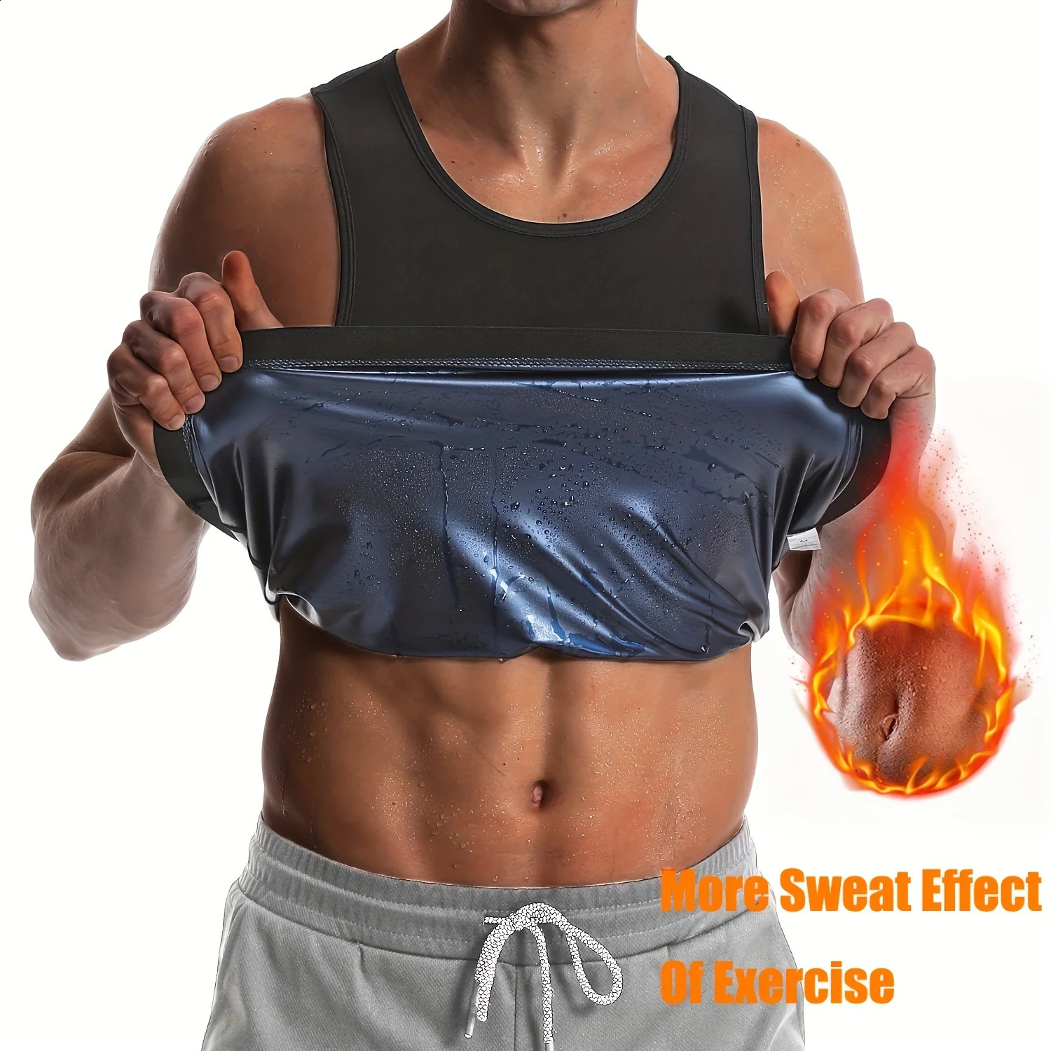 Mens Sauna Suit Shirt Heat Trapping Sweat Compression Vest Shapewear Top Gym Exercise Versatile Shaper Waist Trainer250827
