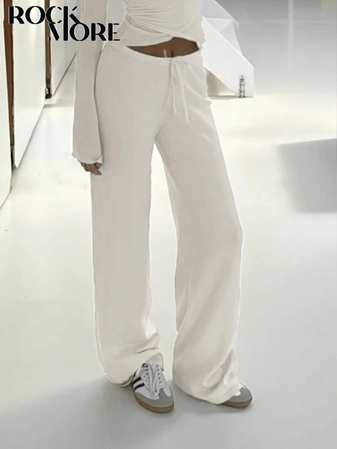 Rockmore Casual Solid Long Pants for Women Korean Harajuku Basic Drawstring Sweatpants Autumn Straight Trousers Y2k Clothes 250827