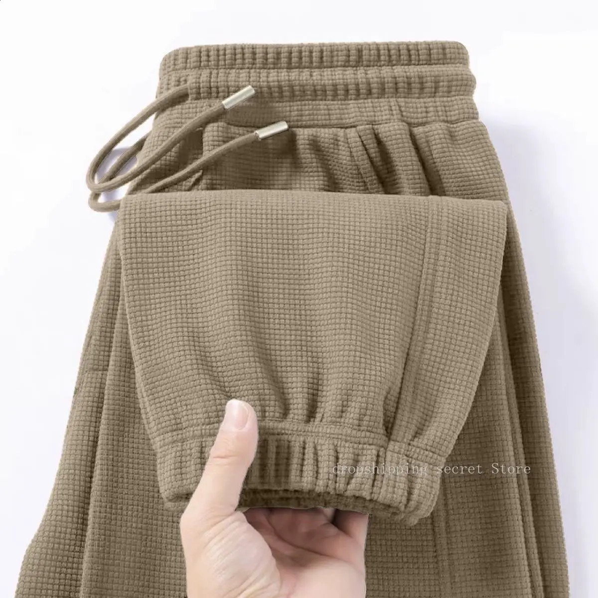 Mens Breathable Casual Pants Heavyweight Waffle Style Loose Straight Leg Pants Jogging Pants Mens Trousers250826